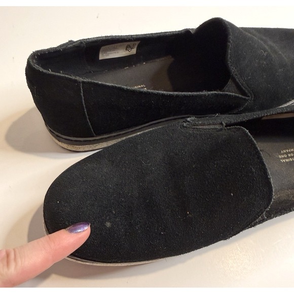 Toms Womens Black Suede Slip On Shoes Size 9.5 Platform Cushioned Casual Classic - Picture 4 of 10